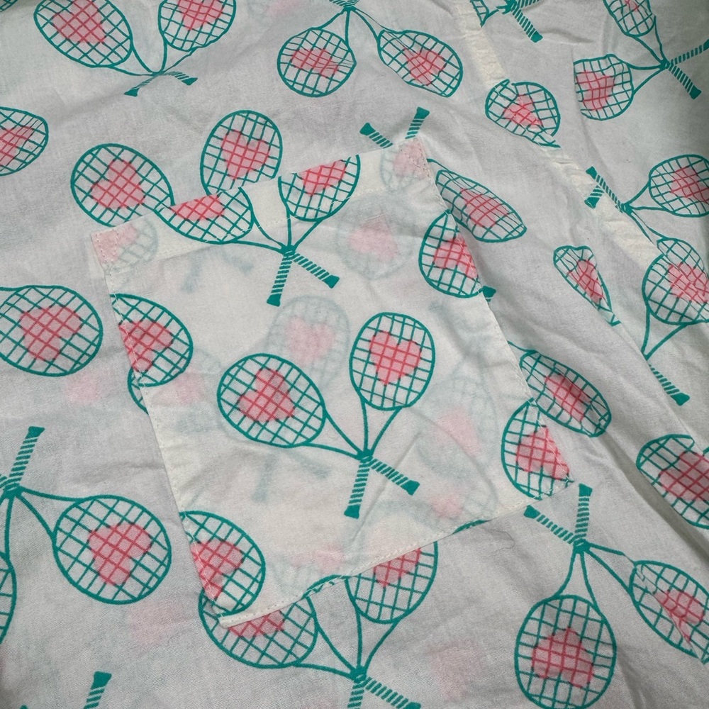 Aerie poplin pj to party Tennis Racket + Hearts button up shirt XL - Picture 3 of 10